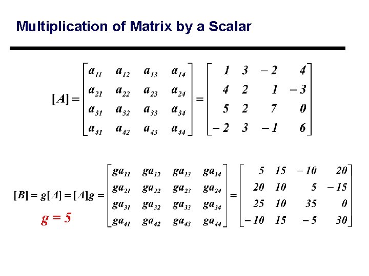 Multiplication of Matrix by a Scalar g=5 