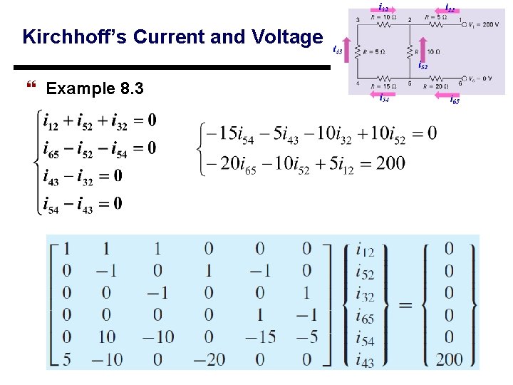 Kirchhoff’s Current and Voltage Rules } Example 8. 3 43 