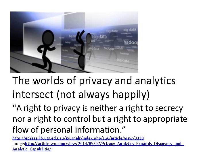 The worlds of privacy and analytics intersect (not always happily) “A right to privacy