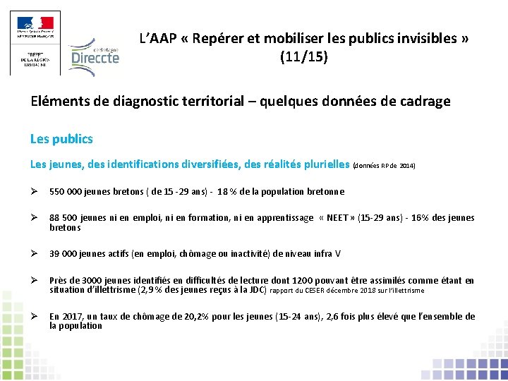 L’AAP « Repérer et mobiliser les publics invisibles » (11/15) Eléments de diagnostic territorial