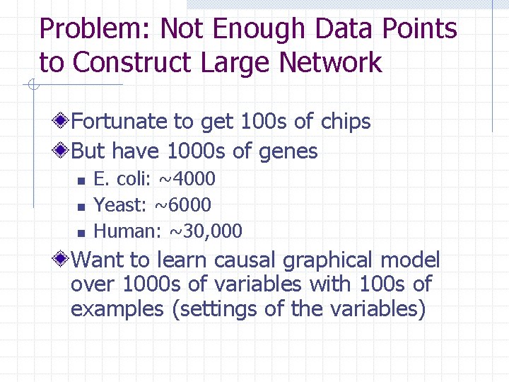 Problem: Not Enough Data Points to Construct Large Network Fortunate to get 100 s
