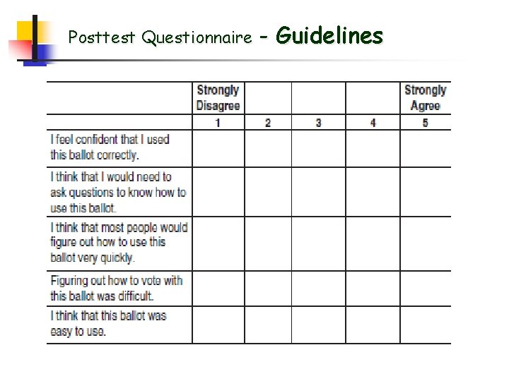 Posttest Questionnaire - Guidelines 