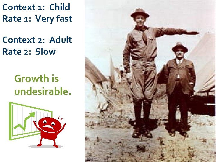 Context 1: Child Rate 1: Very fast Context 2: Adult Rate 2: Slow Growth