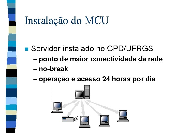 Instalação do MCU n Servidor instalado no CPD/UFRGS – ponto de maior conectividade da