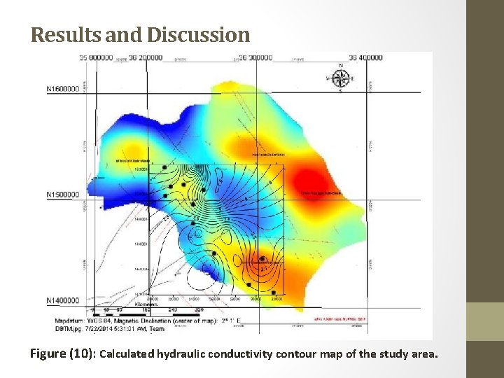 Results and Discussion Figure (10): Calculated hydraulic conductivity contour map of the study area.