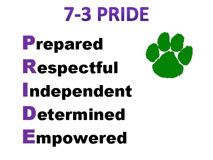  Prepared Respectful Independent Determined Empowered 