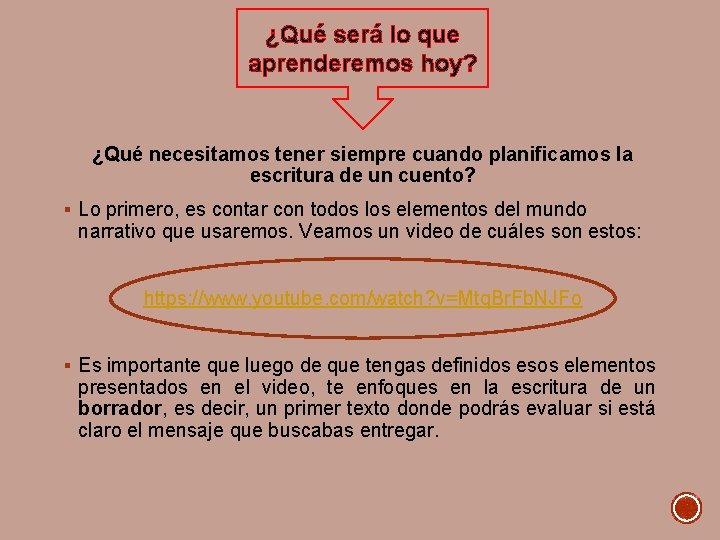 ¿Qué será lo que aprenderemos hoy? ¿Qué necesitamos tener siempre cuando planificamos la escritura