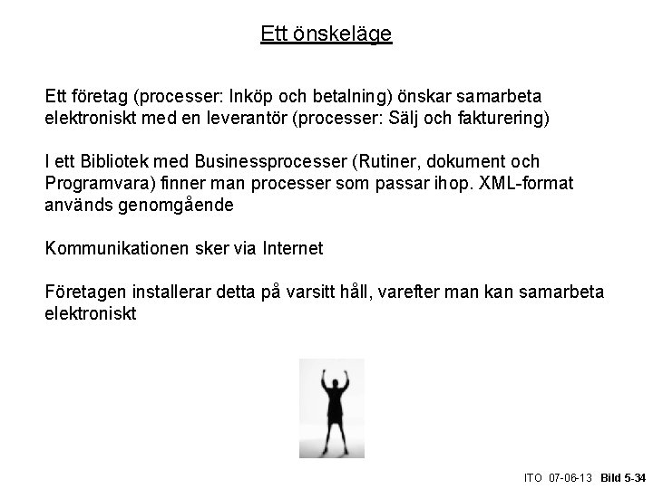 Ett önskeläge Ett företag (processer: Inköp och betalning) önskar samarbeta elektroniskt med en leverantör