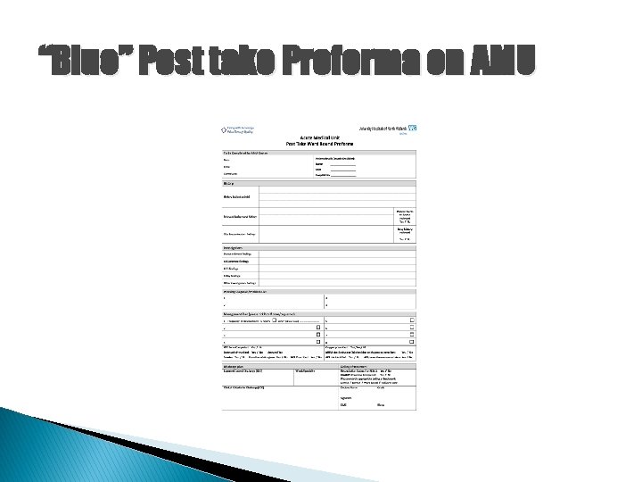 “Blue” Post take Proforma on AMU 