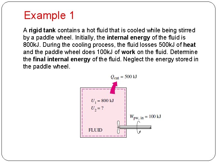 Example 1 A rigid tank contains a hot fluid that is cooled while being