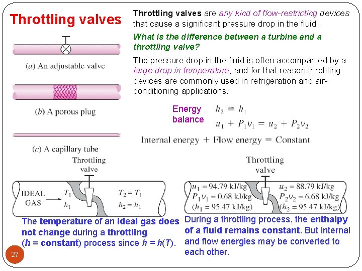 Throttling valves are any kind of flow-restricting devices that cause a significant pressure drop