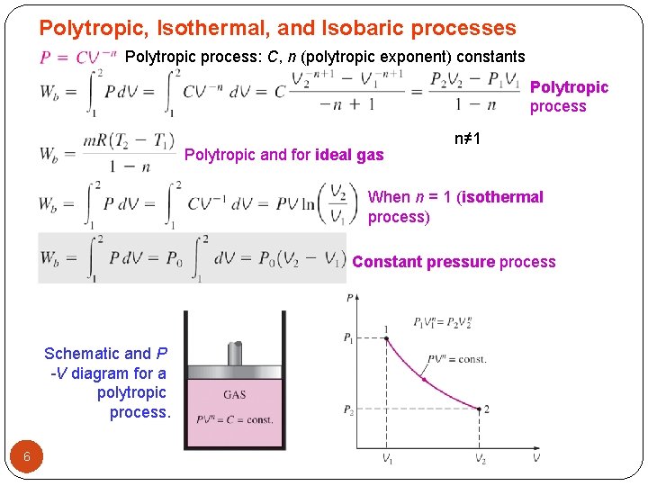 Polytropic, Isothermal, and Isobaric processes Polytropic process: C, n (polytropic exponent) constants Polytropic process