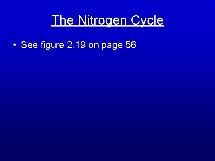 The Nitrogen Cycle • See figure 2. 19 on page 56 