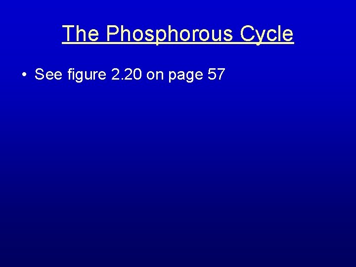 The Phosphorous Cycle • See figure 2. 20 on page 57 