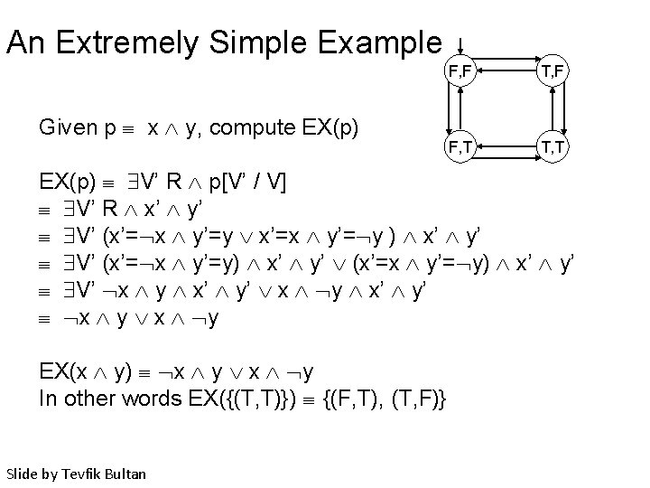An Extremely Simple Example Given p x y, compute EX(p) F, F T, F