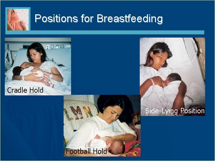 Positions for Breastfeeding Cradle Hold Side-Lying Position Football Hold 