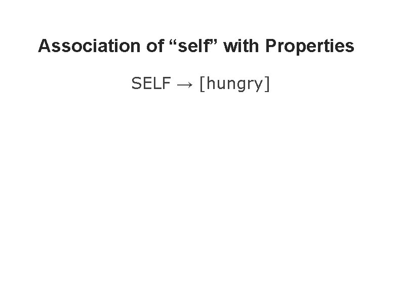 Association of “self” with Properties SELF → [hungry] 