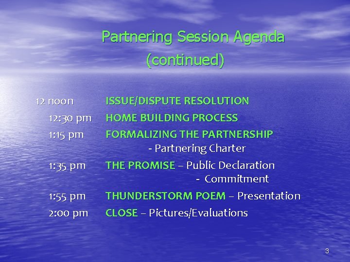 Partnering Session Agenda (continued) 12 noon 12: 30 pm 1: 15 pm 1: 35