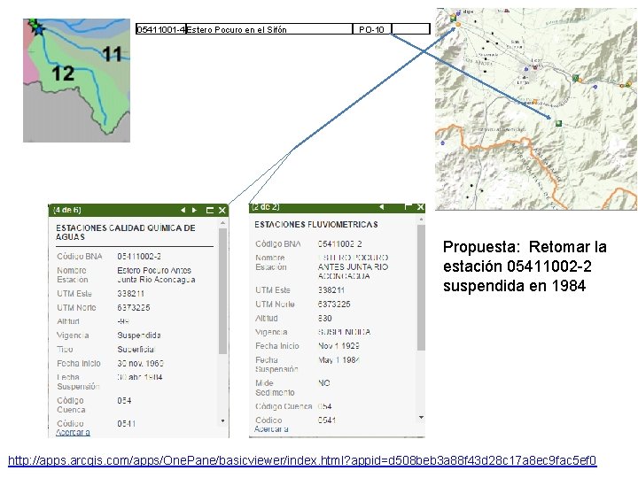 05411001 -4 Estero Pocuro en el Sifón PO-10 Propuesta: Retomar la estación 05411002 -2