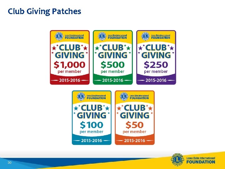 Club Giving Patches 30 