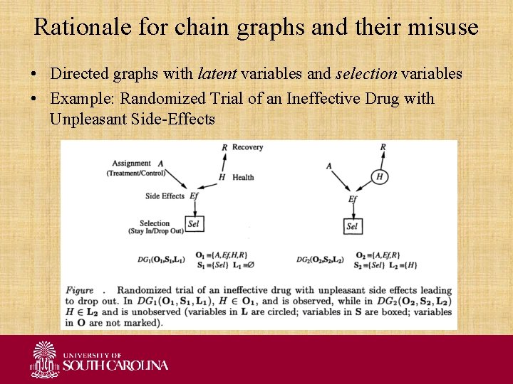 Rationale for chain graphs and their misuse • Directed graphs with latent variables and