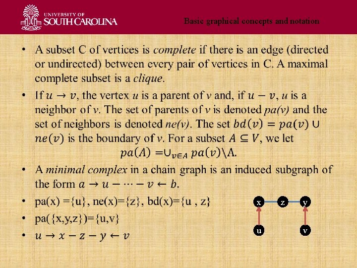 Basic graphical concepts and notation • x u z y v 