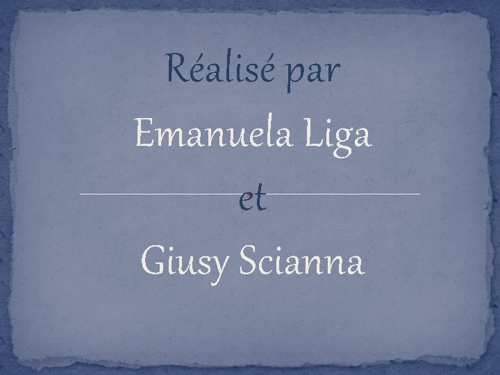 Réalisé par Emanuela Liga et Giusy Scianna 