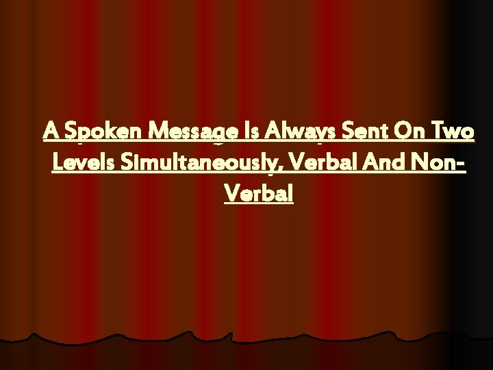 A Spoken Message Is Always Sent On Two Levels Simultaneously, Verbal And Non. Verbal
