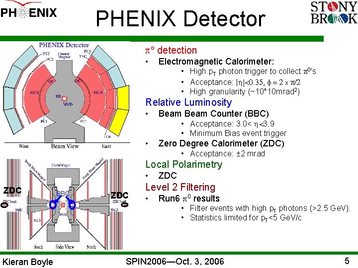 PHENIX Detector p° detection • Electromagnetic Calorimeter: • High p. T photon trigger to