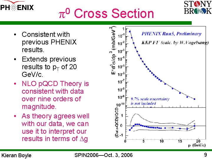 p 0 Cross Section • Consistent with previous PHENIX results. • Extends previous results