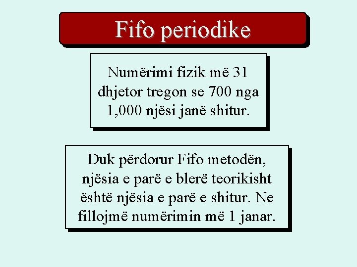 Fifo periodike Numërimi fizik më 31 dhjetor tregon se 700 nga 1, 000 njësi Fifo periodike Numërimi fizik më 31 dhjetor tregon se 700 nga 1, 000 njësi