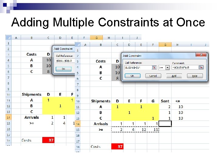 Adding Multiple Constraints at Once 
