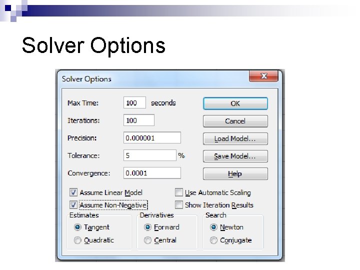 Solver Options 