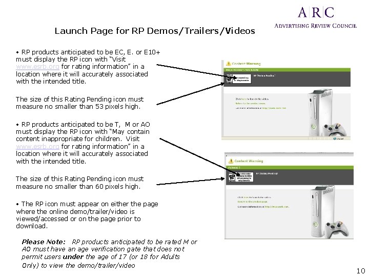Launch Page for RP Demos/Trailers/Videos • RP products anticipated to be EC, E. or