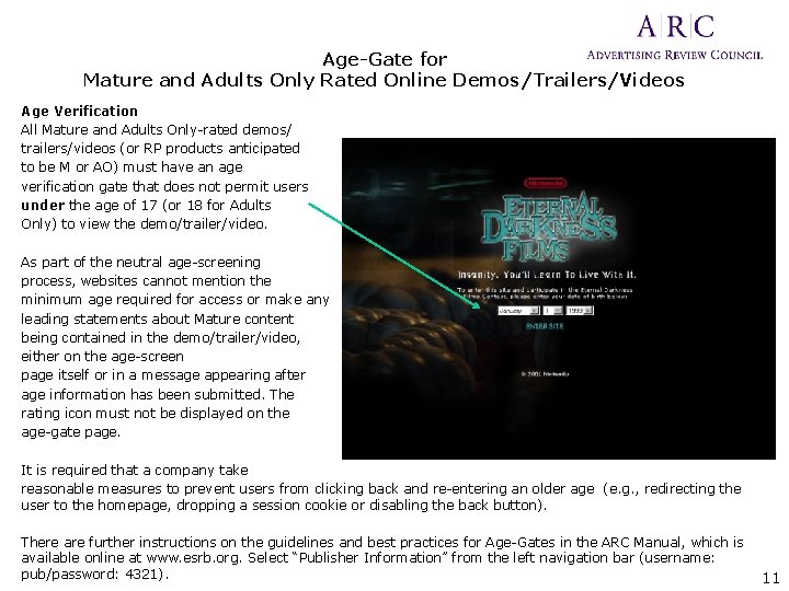 Age-Gate for Mature and Adults Only Rated Online Demos/Trailers/Videos Age Verification All Mature and