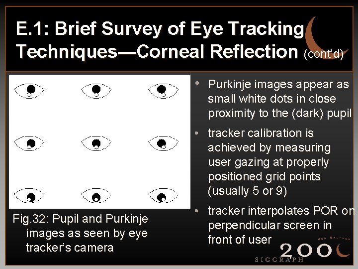 E. 1: Brief Survey of Eye Tracking Techniques—Corneal Reflection (cont’d) • Purkinje images appear