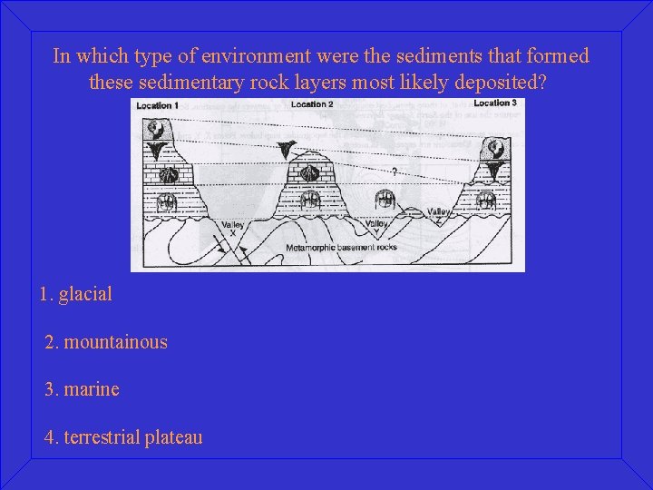 In which type of environment were the sediments that formed these sedimentary rock layers