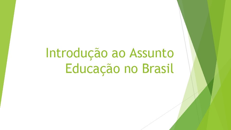 Introdução ao Assunto Educação no Brasil 