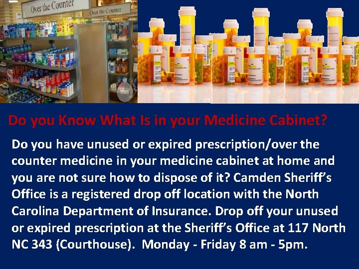 Do you Know What Is in your Medicine Cabinet? Do you have unused or