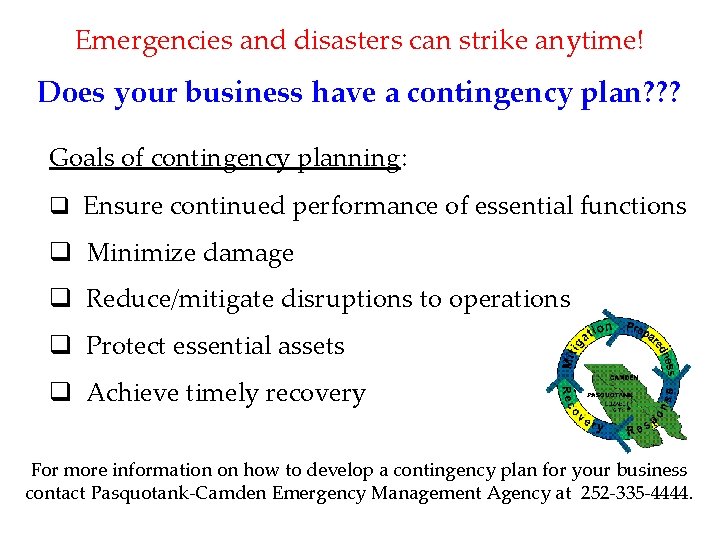 Emergencies and disasters can strike anytime! Does your business have a contingency plan? ?