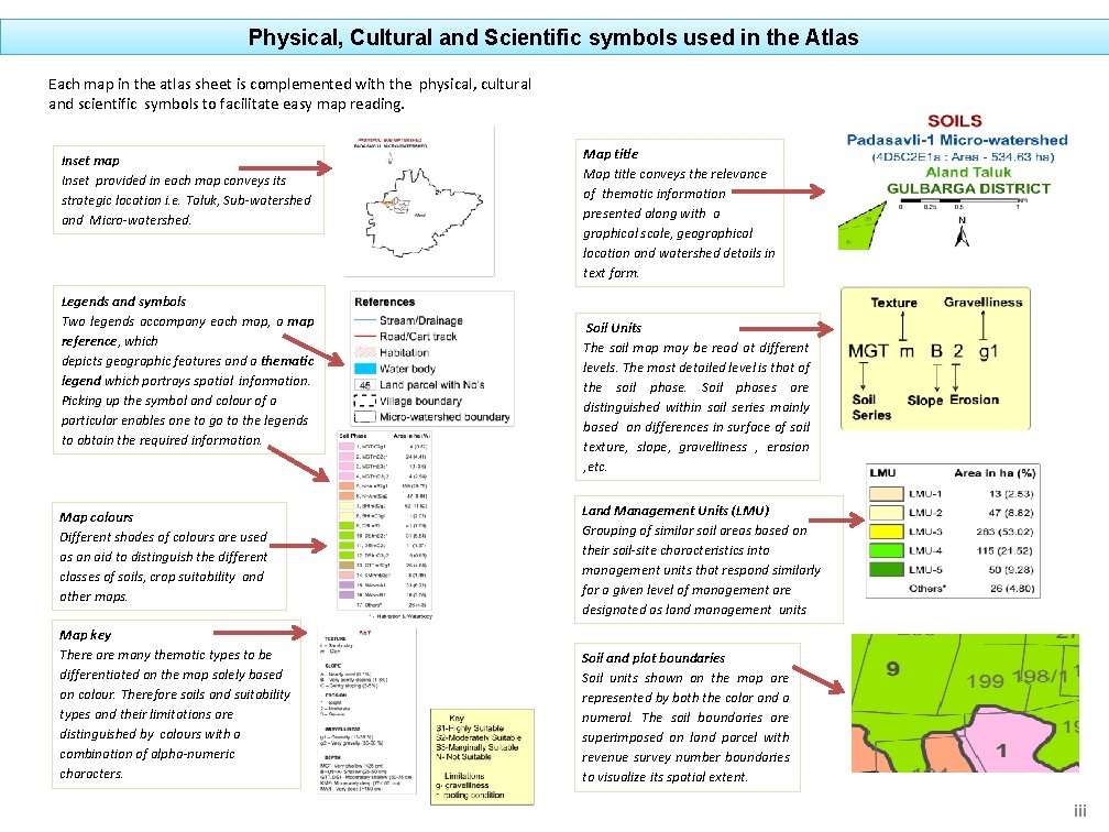 Physical, Cultural and Scientific symbols used in the Atlas Each map in the atlas