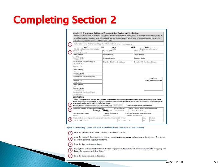 Completing Section 2 July 2, 2008 60 