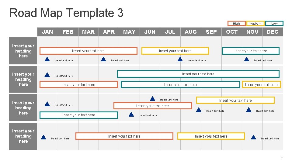 Road Map Template 3 High JAN FEB Insert your heading here MAR Insert your