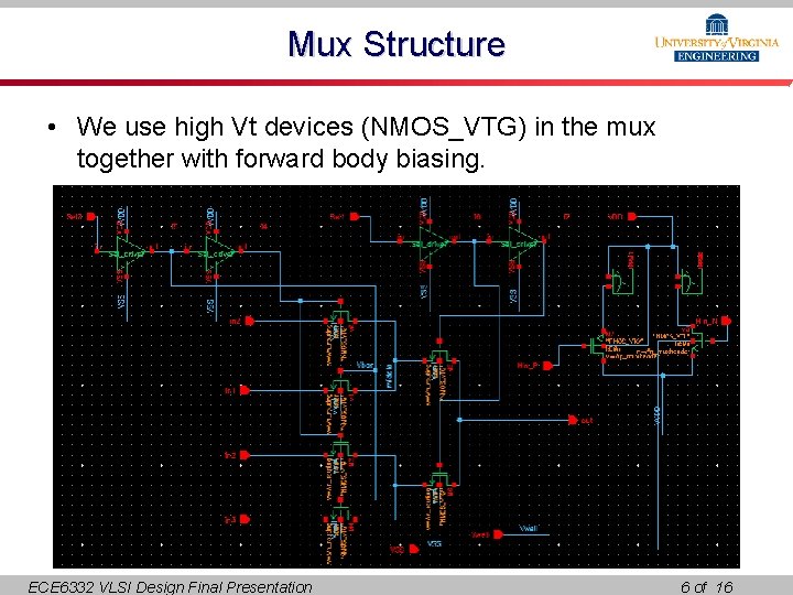 Mux Structure • We use high Vt devices (NMOS_VTG) in the mux together with