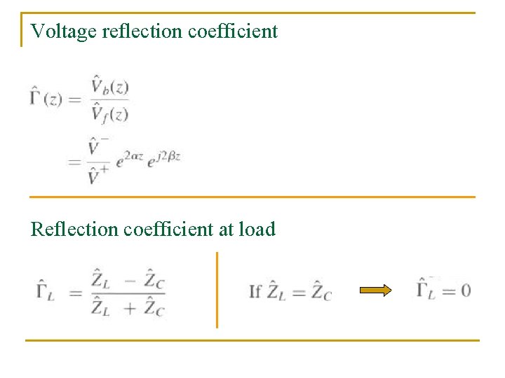 Voltage reflection coefficient Reflection coefficient at load 