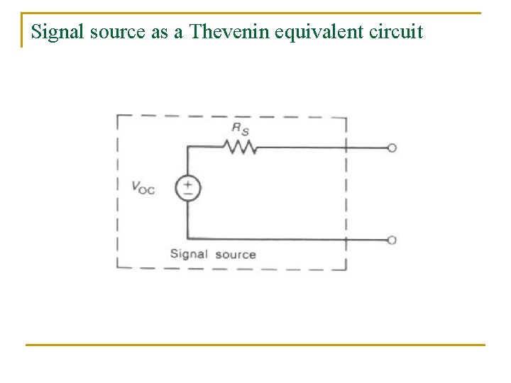 Signal source as a Thevenin equivalent circuit 