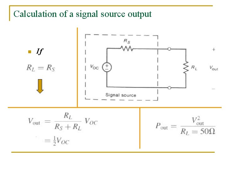 Calculation of a signal source output n If 