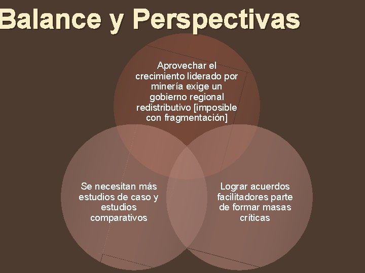 Balance y Perspectivas Aprovechar el crecimiento liderado por minería exige un gobierno regional redistributivo