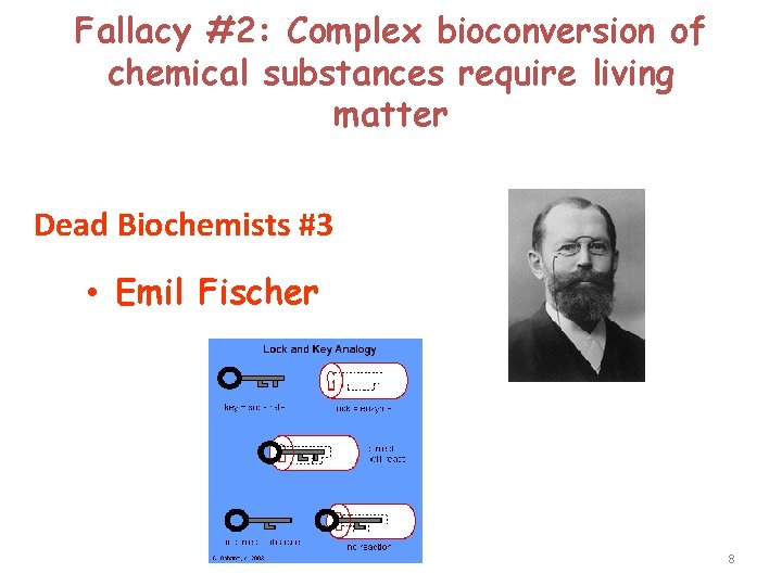 Fallacy #2: Complex bioconversion of chemical substances require living matter Dead Biochemists #3 •