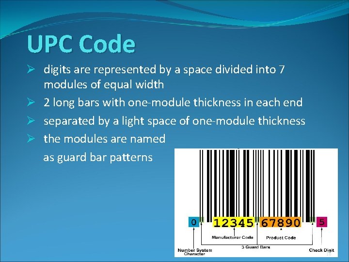 UPC Code Ø digits are represented by a space divided into 7 modules of